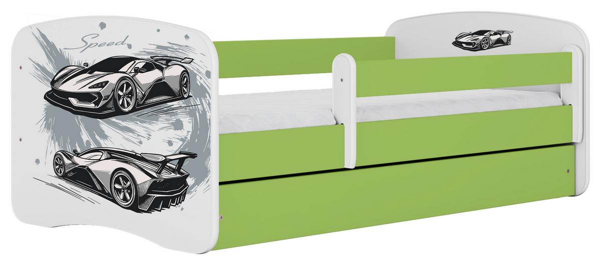 Otroška Postelja Babydreams, Bela, Zelena, 80x160cm - zelena/bela, Moderno, tekstil/leseni material (80/160cm) - MID.YOU
