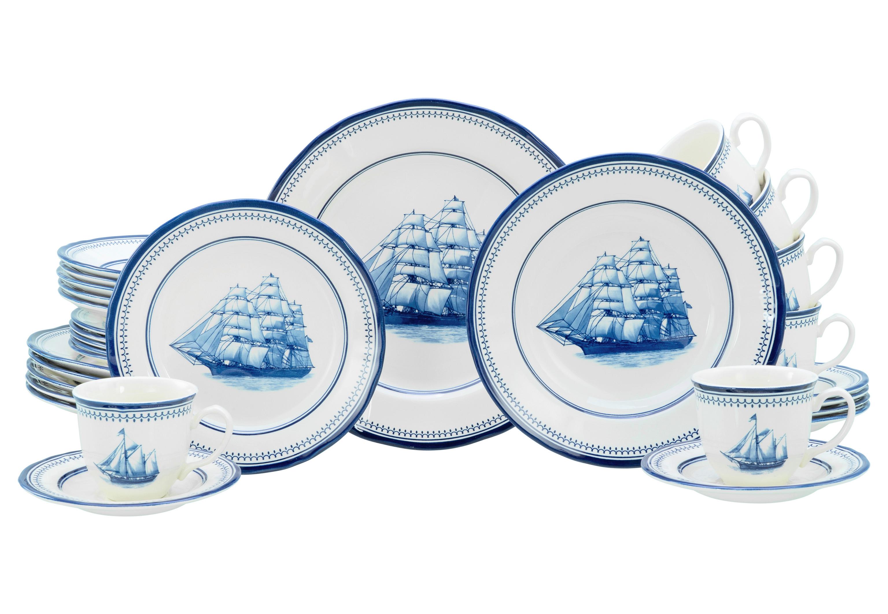 Kombinirani Servis Sailing Ship, 30-Delni - modra/bela, Basics, keramika - Creatable