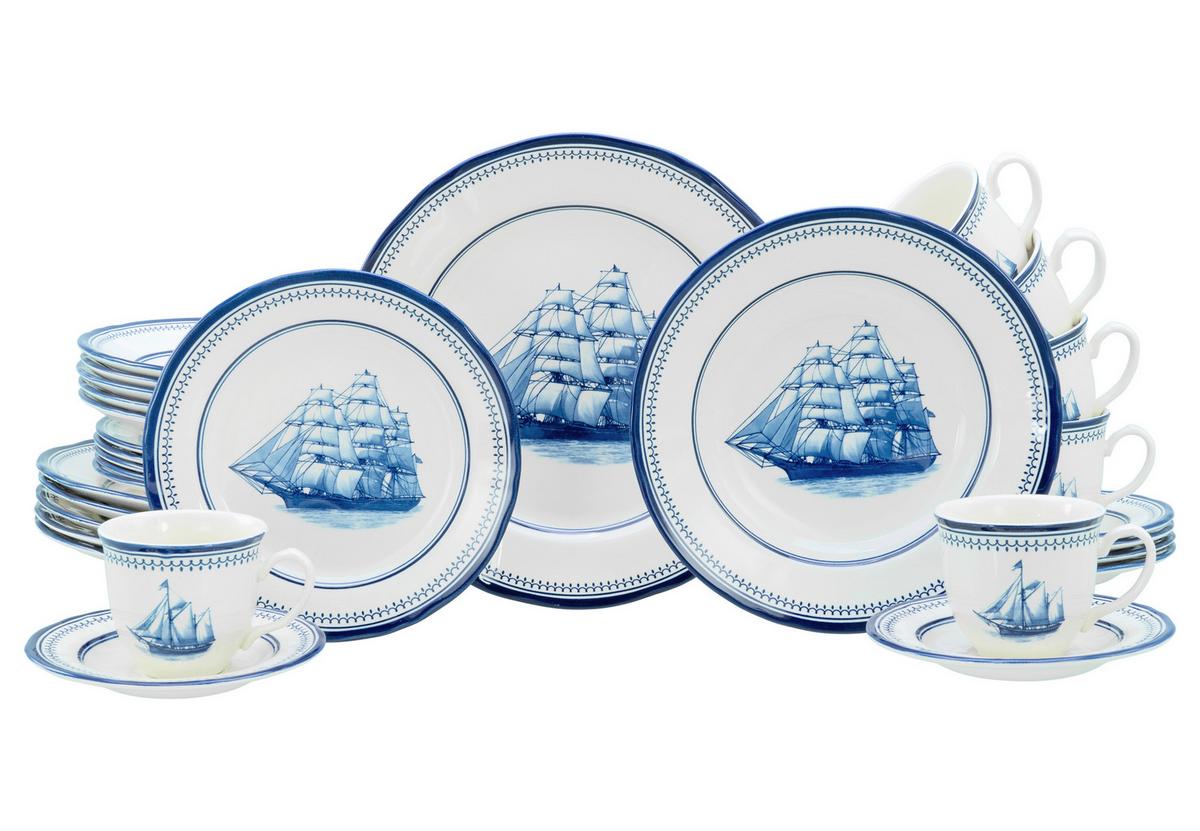 Kombinirani Servis Sailing Ship, 30-Delni - modra/bela, Basics, keramika - Creatable