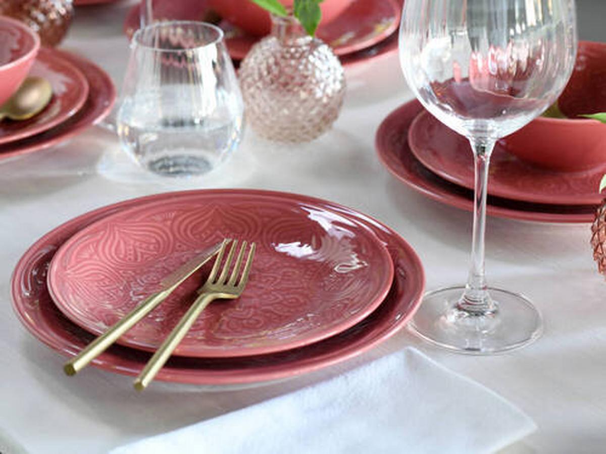 Jedilni Servis Orient Mandala, 12-Delni - temno roza, Trend, keramika - Creatable