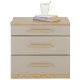 Nachtkästchen in Eiche/Fango 2er Set - Eichefarben/Alufarben, KONVENTIONELL, Holzwerkstoff/Kunststoff (50/48/37cm) - Modern Living