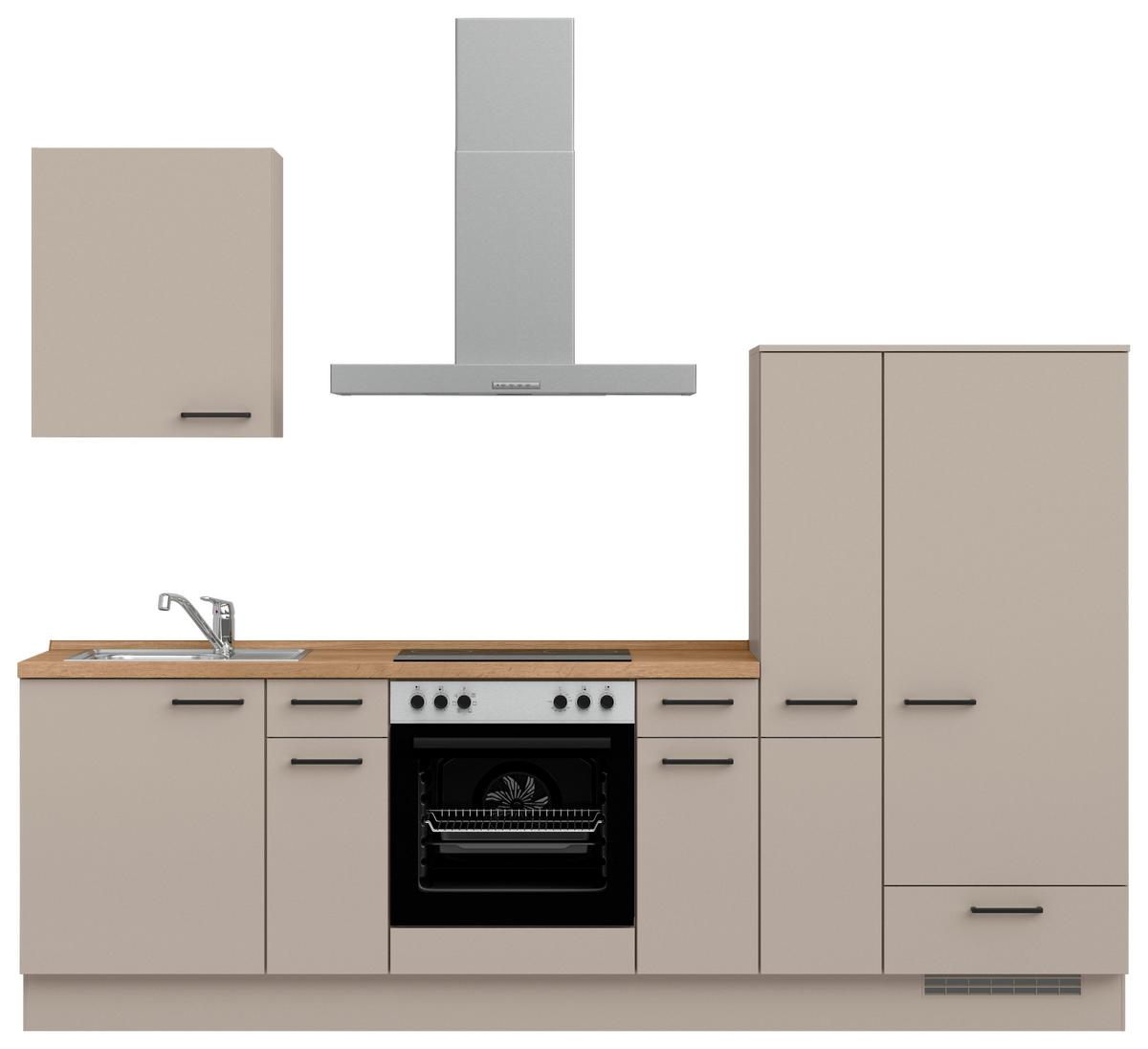 Küchenleerblock Easytouch Low o. Geräte Sandfarben - Sandfarben/Eichefarben, MODERN, Holzwerkstoff/Metall (270cm) - Nobilia