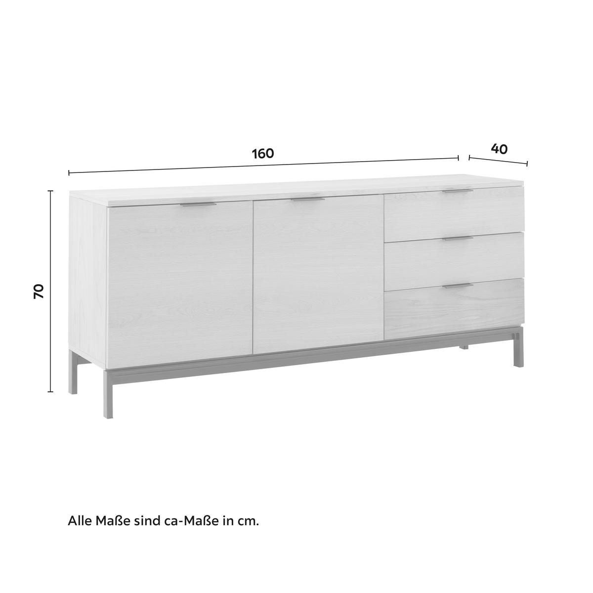Comodă cu uși SEBASTIAN - culoare natur/negru, Modern, lemn/metal (160/70/40cm) - Bessagi Home