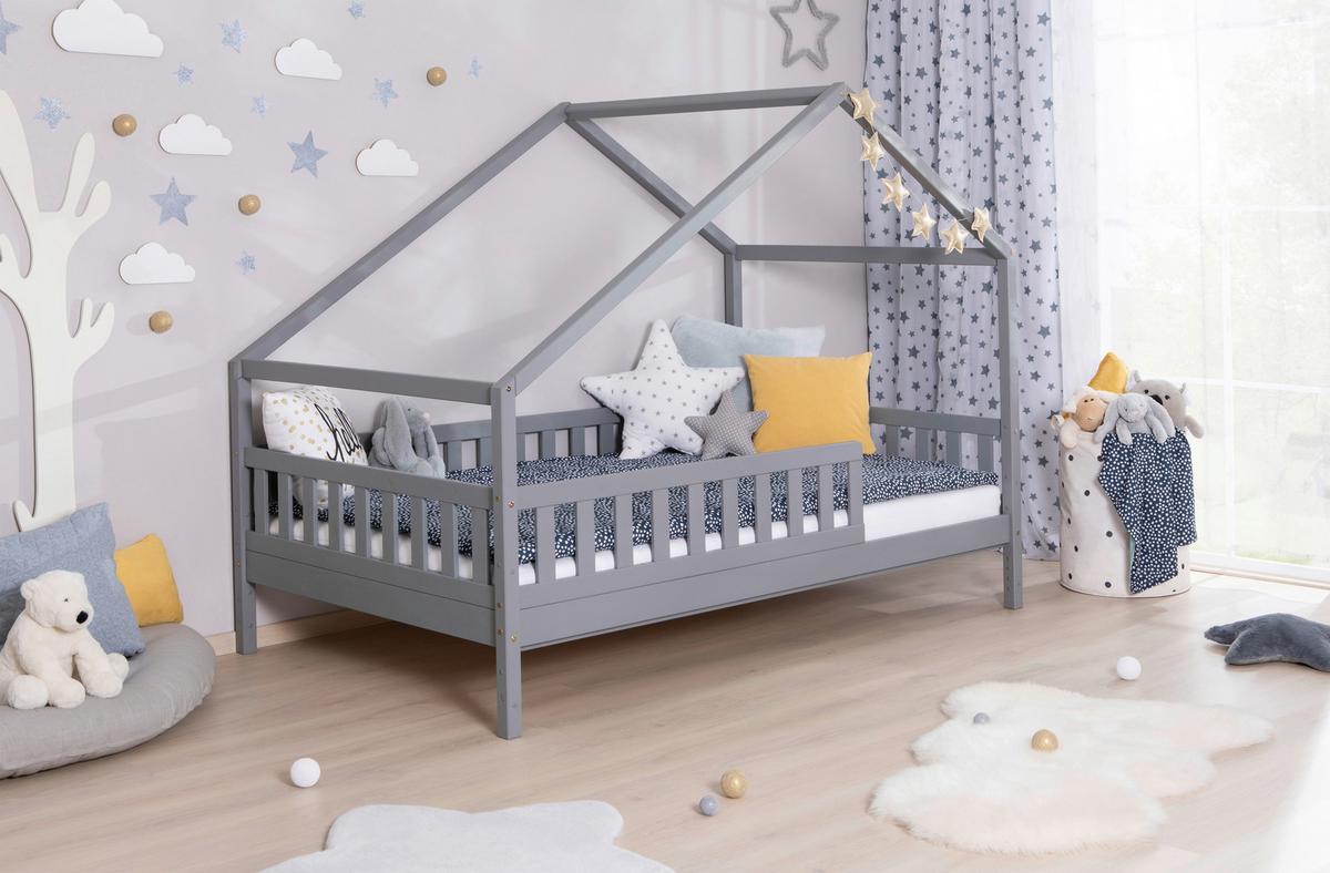 Hausbett Lou ca. 120x200 cm Holz Hellgrau - Hellgrau/Naturfarben, MODERN, Holz (120/200cm) - MID.YOU