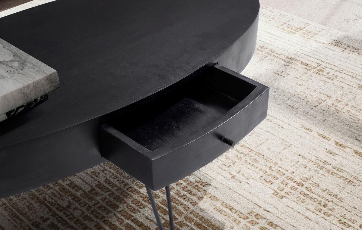 COUCHTISCH WL6.837 - Schwarz, Design, Holz/Metall (100/50/40cm) - MID.YOU
