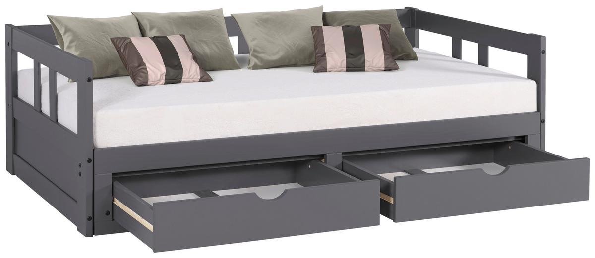 Raztegljiva Postelja Livio, Antracit, 90-180x200cm - naravne barve/antracit, Romantika, kovina/umetna masa (90-180/200cm) - MID.YOU