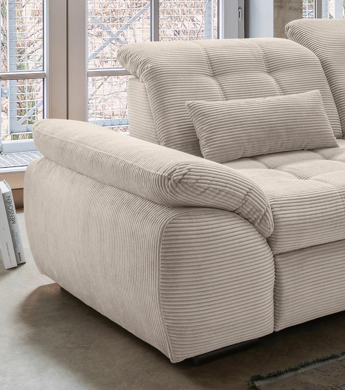 Ecksofa mit Bettkasten Rigatti ca. 314x184 cm Beige - Beige/Schwarz, MODERN, Textil/Metall (314/184cm) - Livetastic