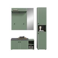 Predsoba Station, Sivozelena, 3-Delna - sivozelena, Design, leseni material (161/192/37cm) - MID.YOU