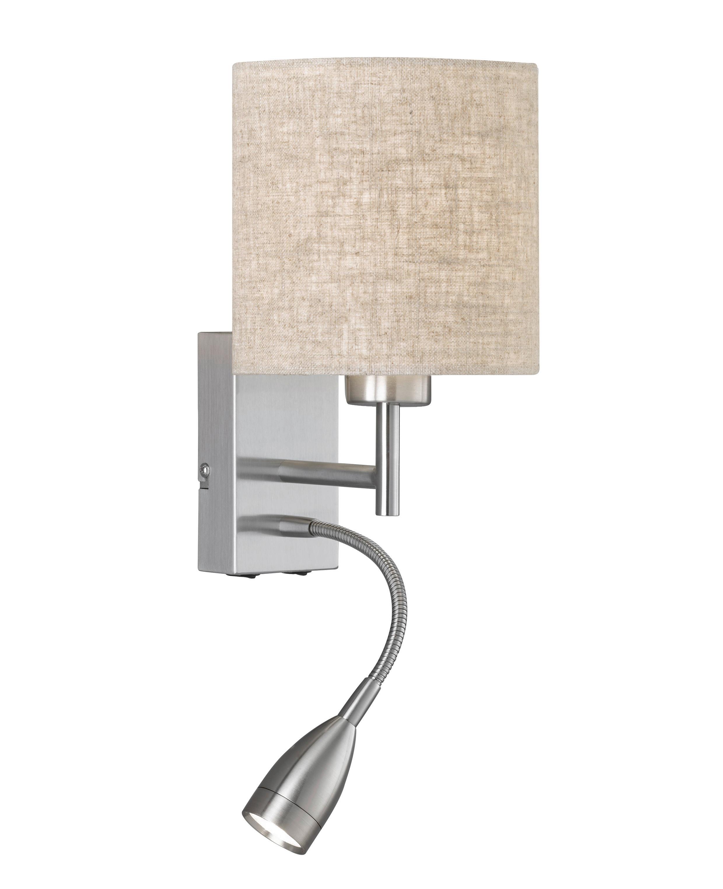 Wandleuchte max. 40 Watt - Sandfarben/Nickelfarben, Basics, Textil/Metall (16/16/28cm) - Fischer & Honsel