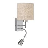 Wandleuchte max. 40 Watt - Sandfarben/Nickelfarben, Basics, Textil/Metall (16/16/28cm) - Fischer & Honsel