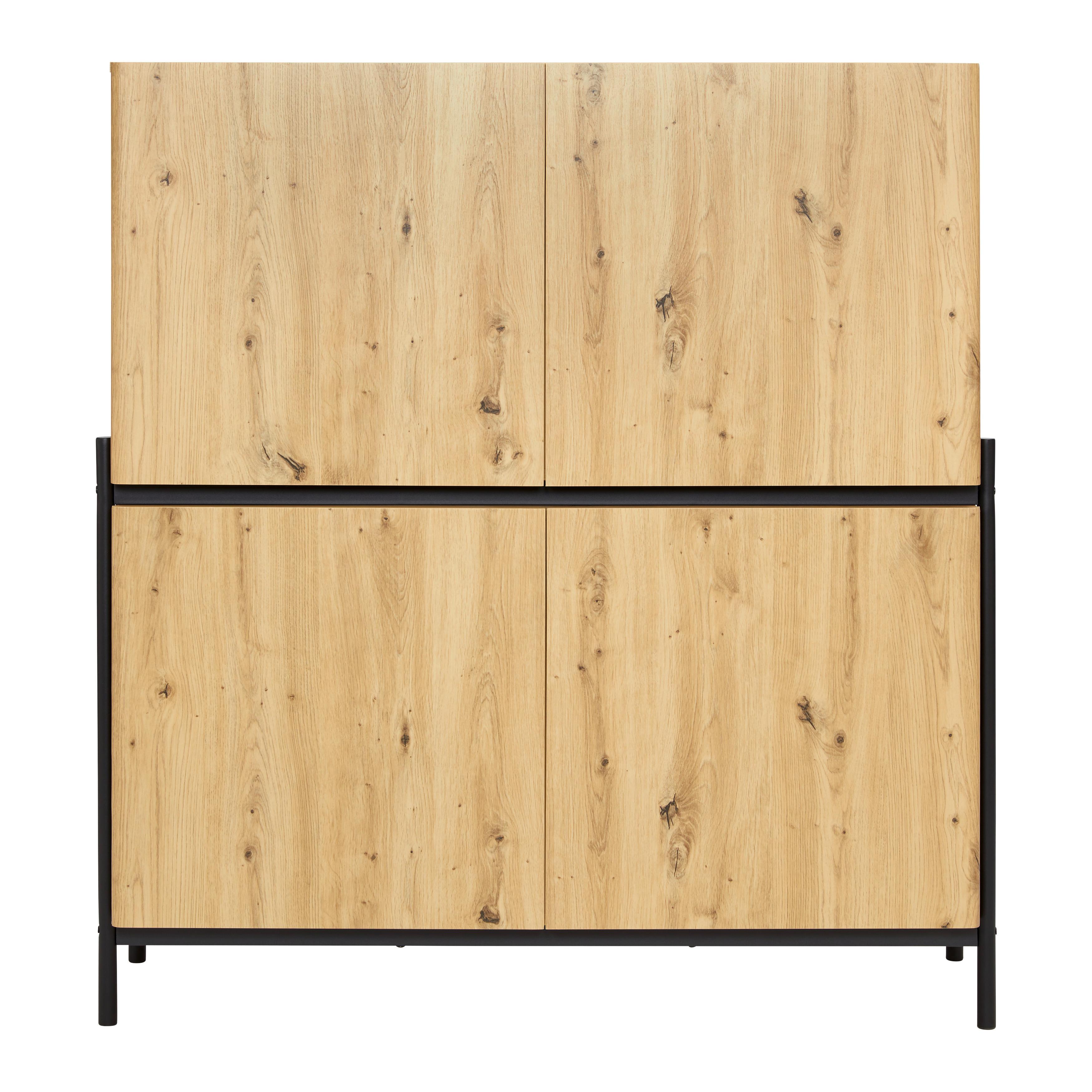 HIGHBOARD "Jasmina", eichefarben/schwarz - Eichefarben/Schwarz, MODERN, Holz/Metall (118/41,5/131cm) - Bessagi Home