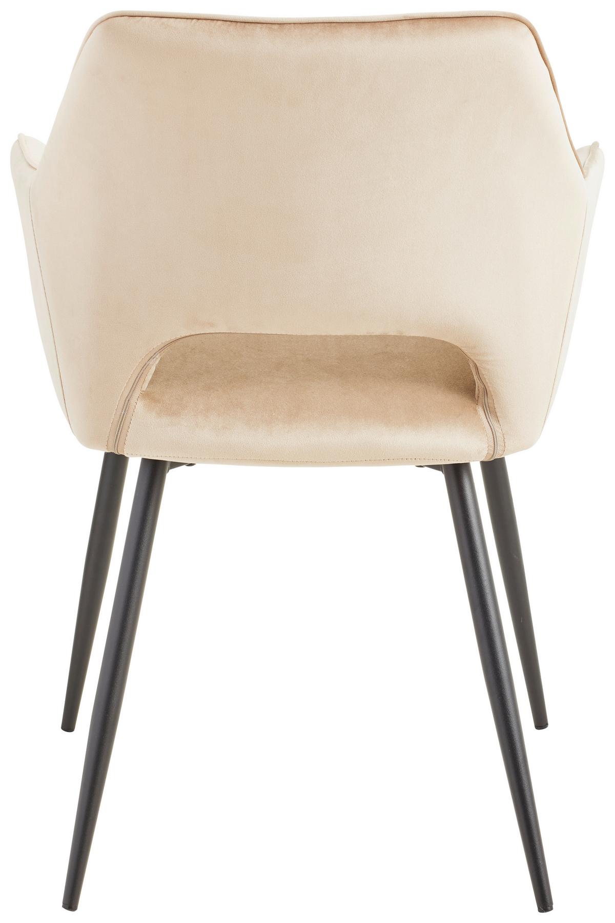 KRZESŁO Z PODŁOKIETNIKAMI GENUA - beżowy/czarny, Konventionell, metal/drewno (56/80,5/56cm) - MID.YOU