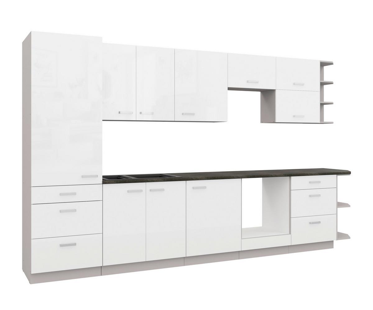 Blok Kuhinja Bianca - boja hroma/siva, Moderno, metal/pločasti materijal (350/214/60cm) - Modern Living