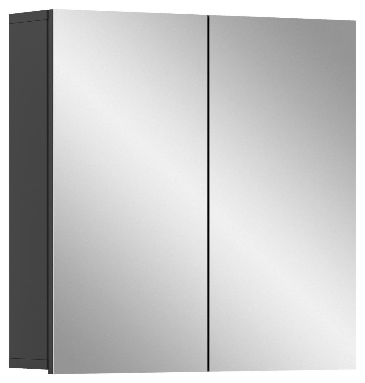 Omara Z Ogledalom Soft, Siva, Visoki Sijaj - Moderno, steklo/leseni material (60/60/15cm) - MID.YOU