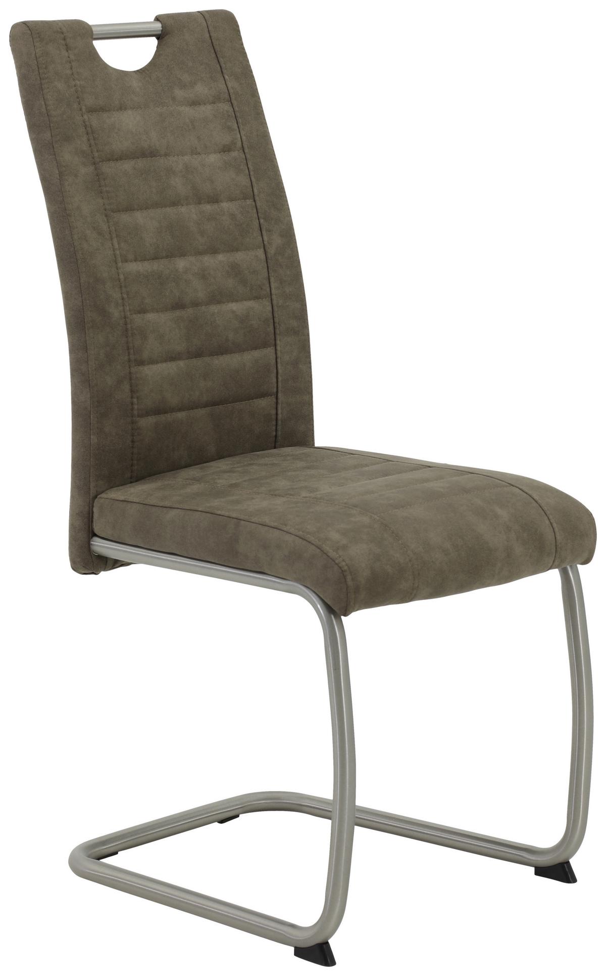 Schwingstuhl-Set Ulla 2er-Set Schlamm - Schlammfarben/Edelstahlfarben, MODERN, Textil/Metall (43/98/59cm) - MID.YOU