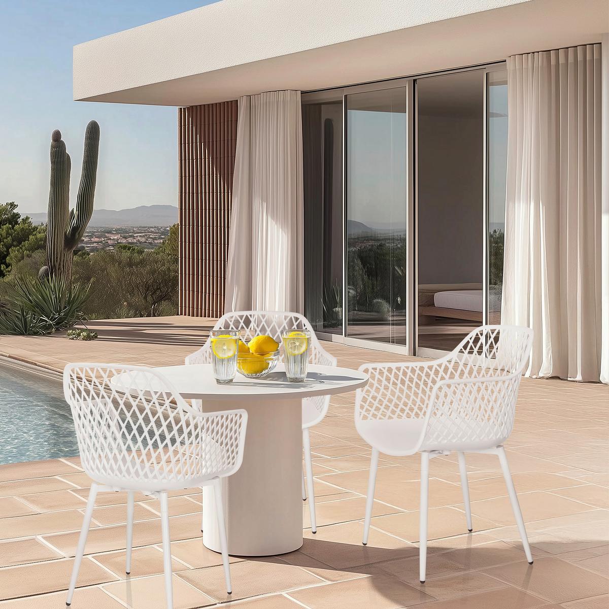 Vrtni Stol Begio L, Bela - bela, Moderno, kovina/umetna masa (56/81/50cm) - MID.YOU