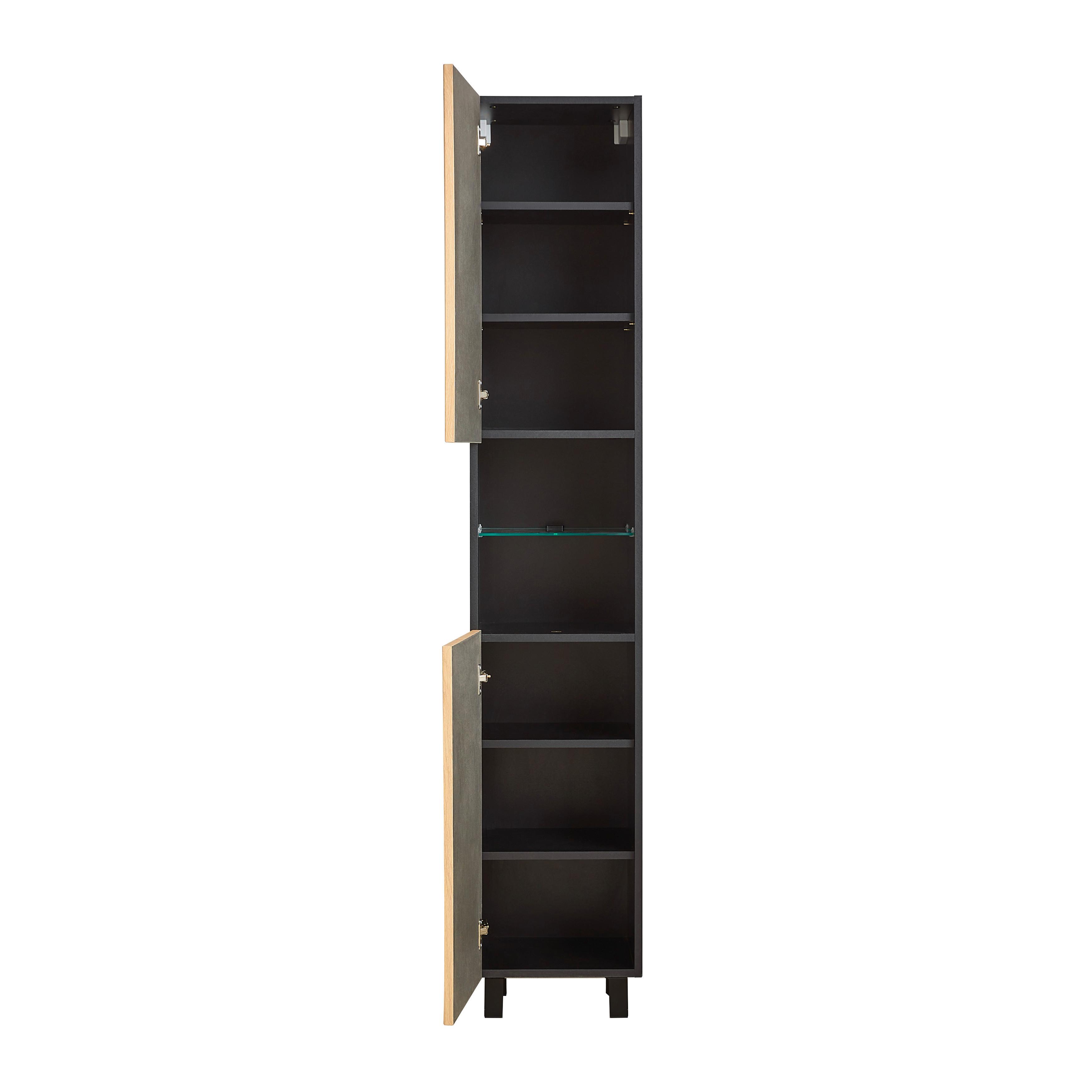 HÖGSKÅP VENEZIA -EXKLUSIV- - svart/ekfärgad, Lifestyle, trämaterial/glas (35/195/32cm) - Mömax