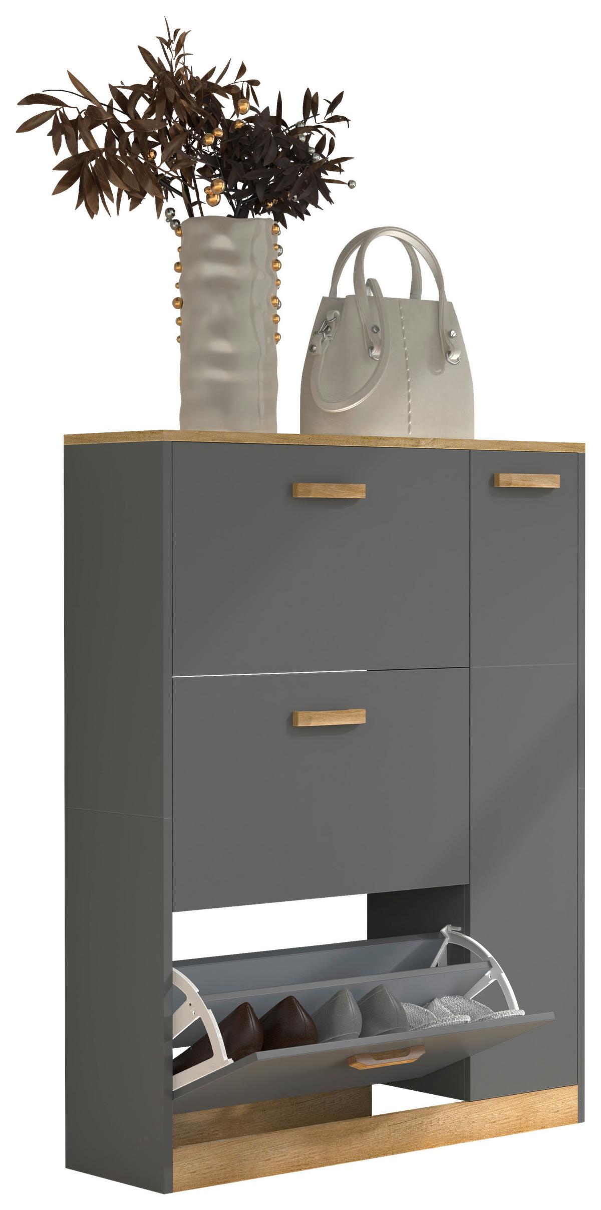 Schuhschrank HALOM L Anthrazit ca. 80x105x24 cm - Honigeiche/Anthrazit, LIFESTYLE, Holzwerkstoff (80/105/24cm) - MID.YOU