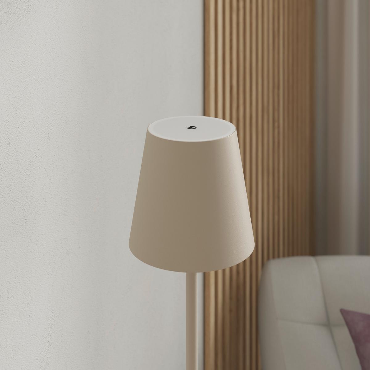 AKUMULATOROWA LAMPA STOJĄCA FORT LAUDERDALE *SBN* - kolor piaskowy, Design, tworzywo sztuczne/metal (22/130cm) - Novel