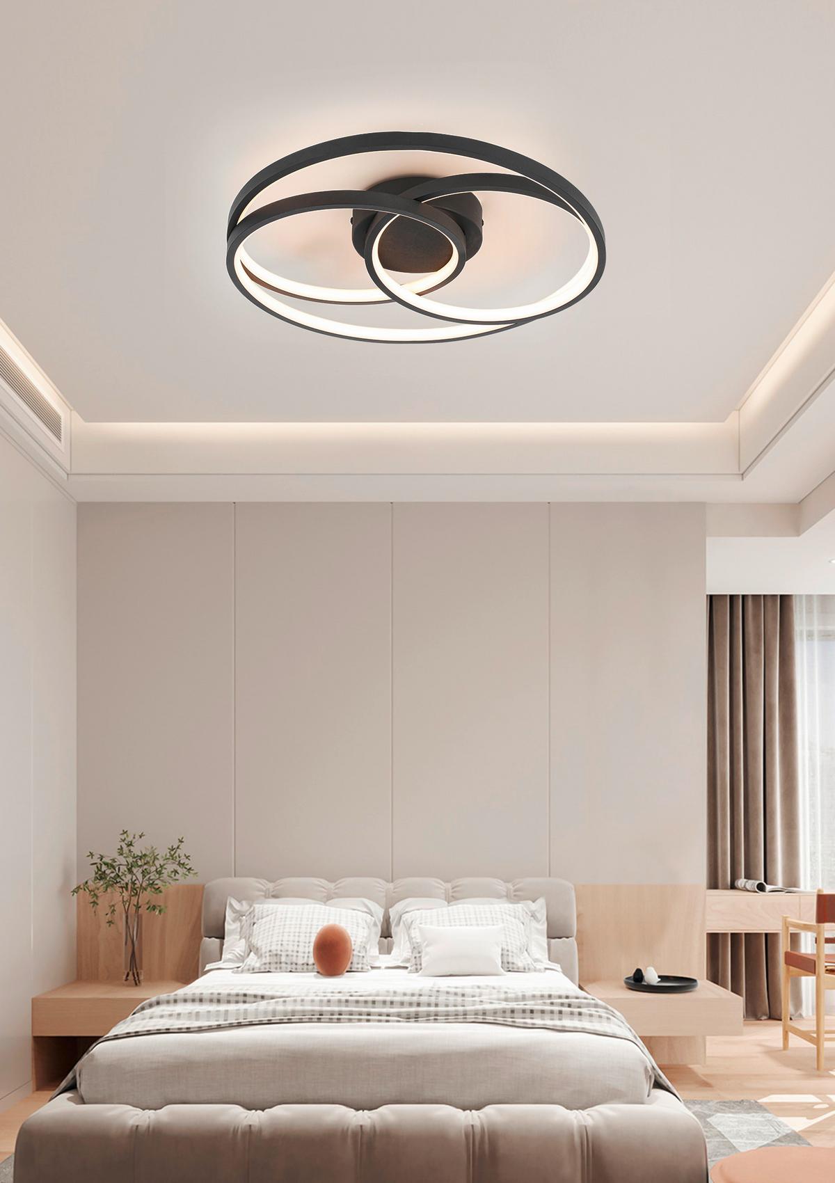 Stropna Led-svetilka Rimo - črna, Moderno, kovina/umetna masa (40/7,5cm) - Mömax
