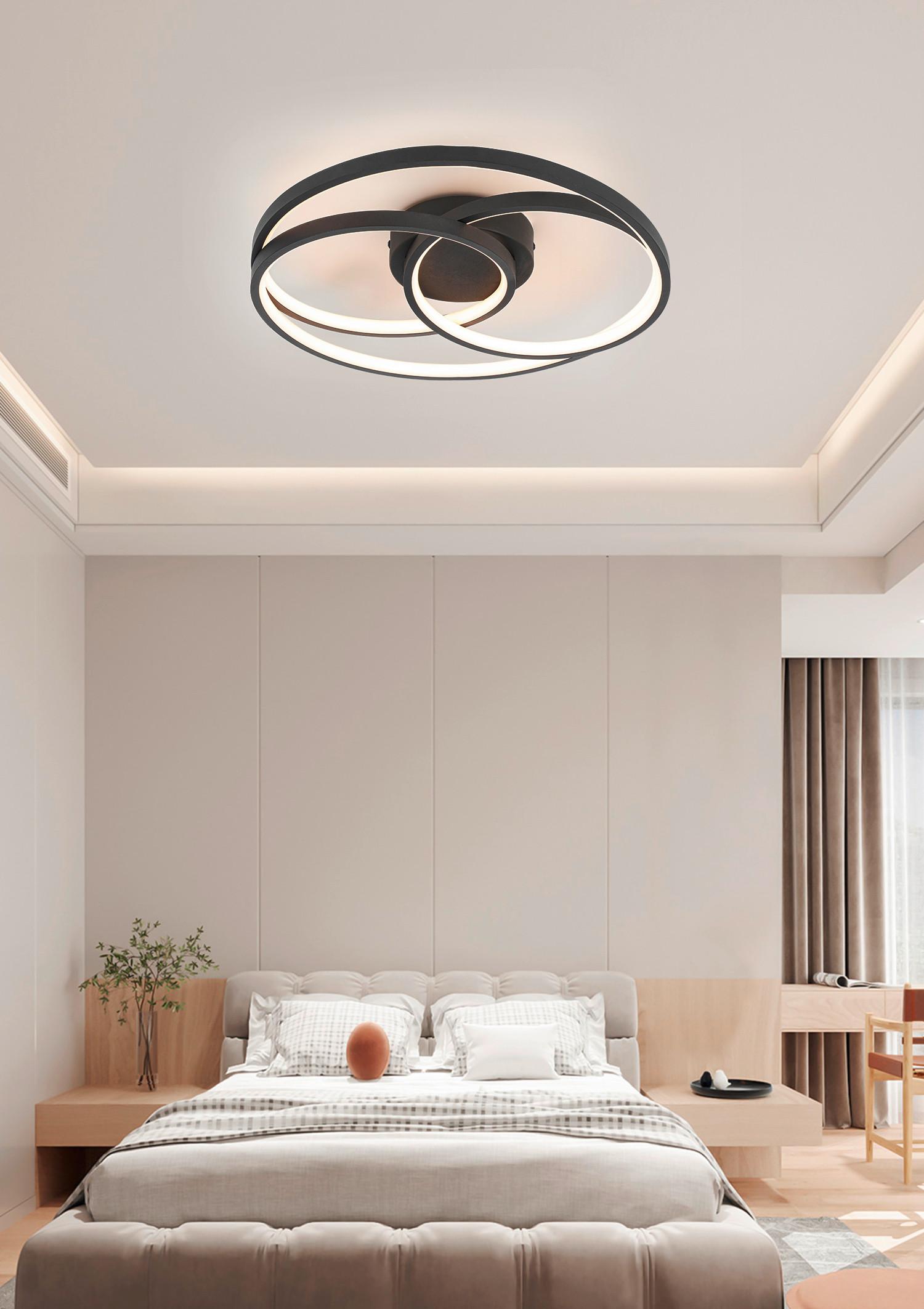 LED-TAKLAMPA RIMO - svart, Modern, metall/plast (40/40/7,5cm) - Mömax