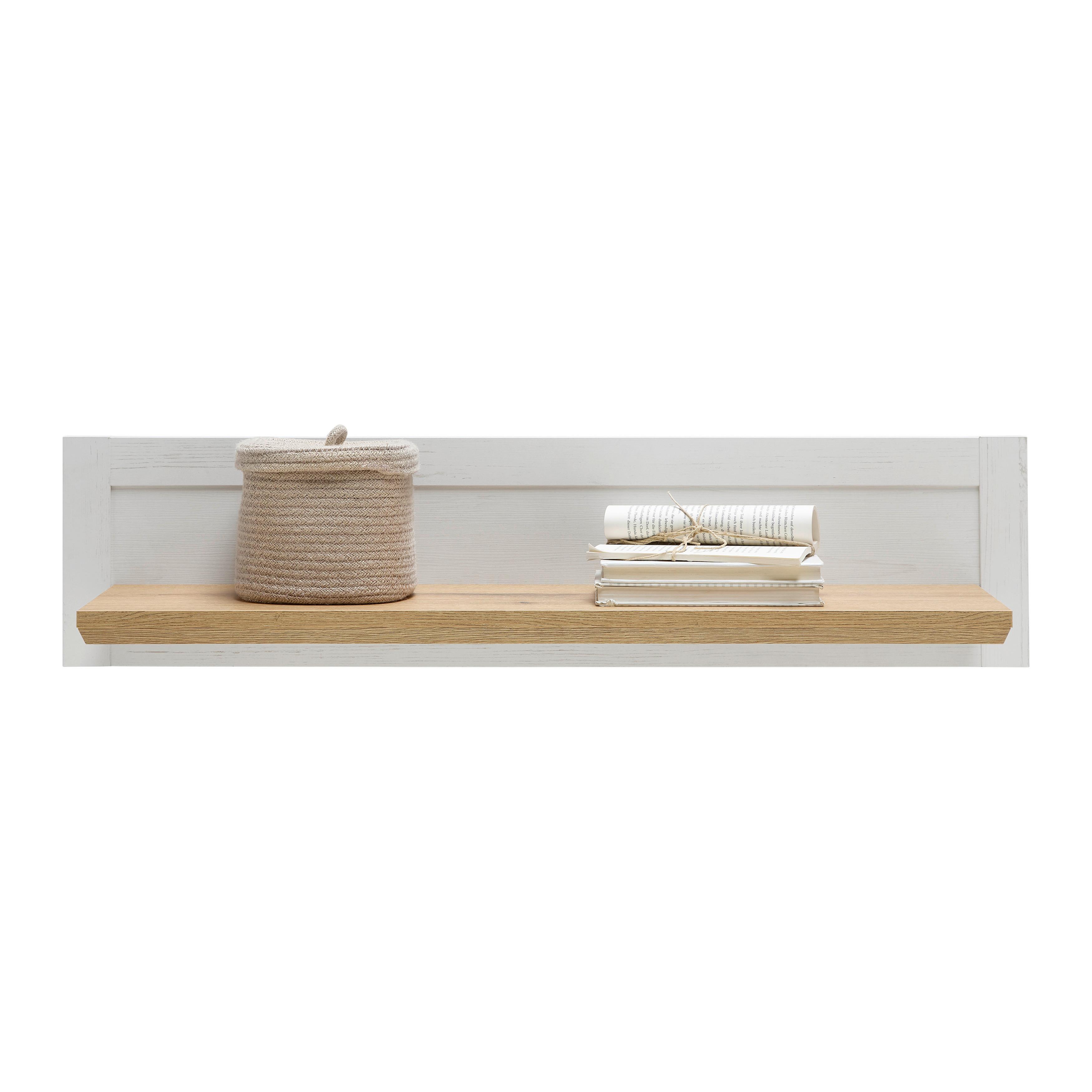 VÄGGHYLLA KORSIKA -EXKLUSIV- - vit/ekfärgad, Romantik / Lanthus, trämaterial (100/23,5/25cm) - Mömax
