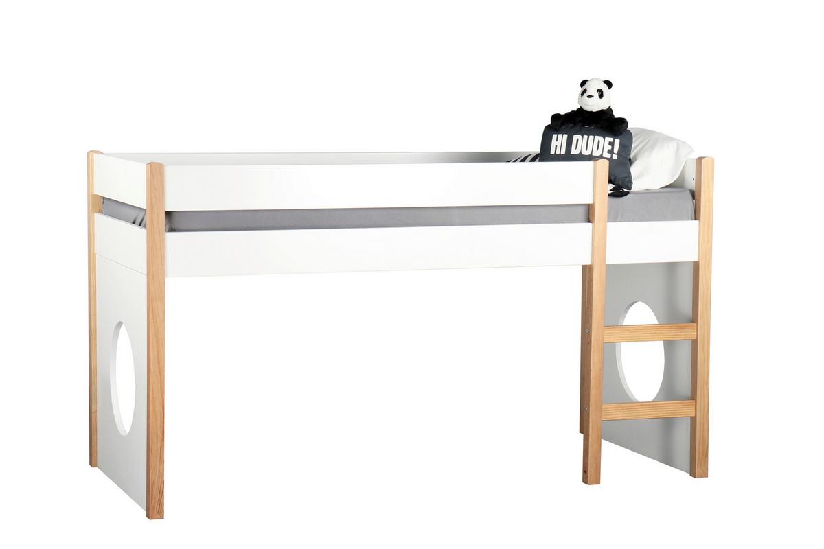 Etagenbett ca. 90x200 cm Weiß/Naturfarben - Naturfarben/Weiß, Design, Holz/Holzwerkstoff (90/200cm) - Livetastic