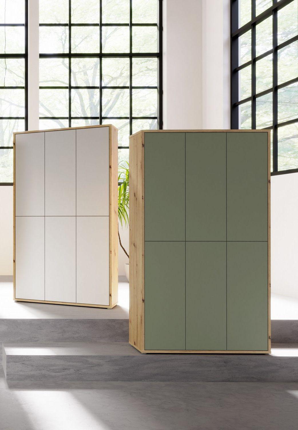 Dulap pentru pantofi ALICE - verde salvie/stejar Artisan, Modern, material pe bază de lemn (109,2/191,9/34,9cm) - Modern Living