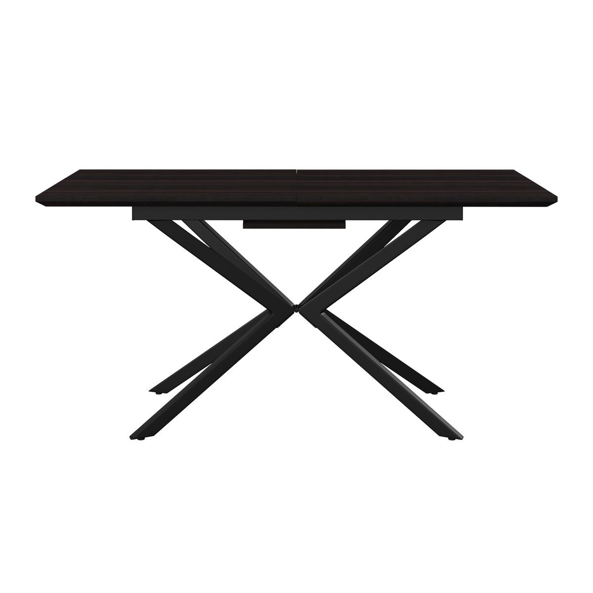Esstisch ausziehbar Aki Walnussfarben MDF - Walnussfarben/Schwarz, MODERN, Holzwerkstoff/Metall (140-180/76/80cm) - Bessagi Home