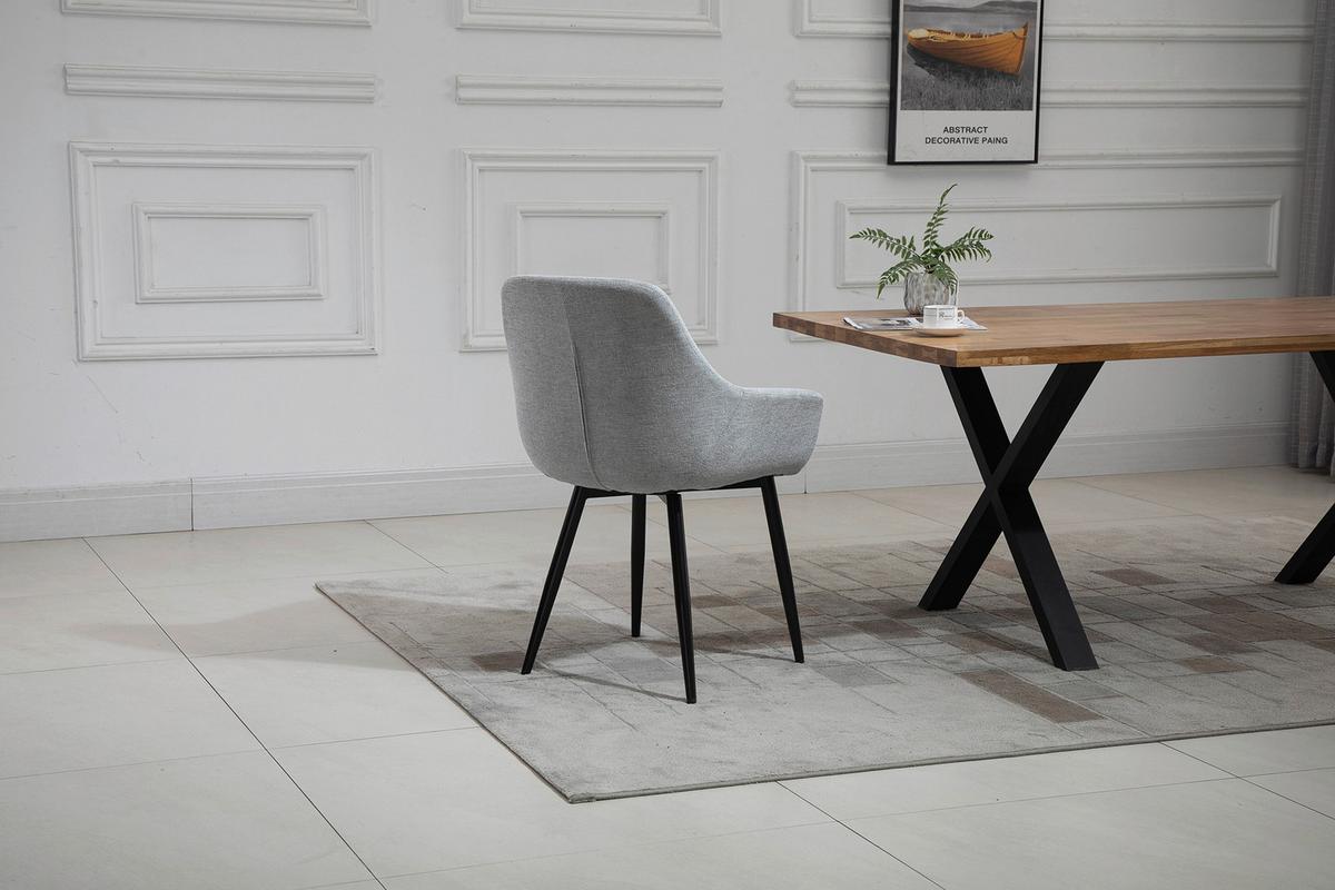 Set Naslanjačev Lena, Svetlo Siva, 2-Delni - črna/svetlo siva, Moderno, kovina/tekstil (64/86/59cm) - Livetastic