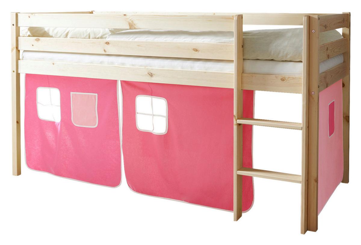 Spielbett Holz Malte ca. 90x200 cm Rosa - Pink/Naturfarben, Natur, Holz (90/200cm) - MID.YOU