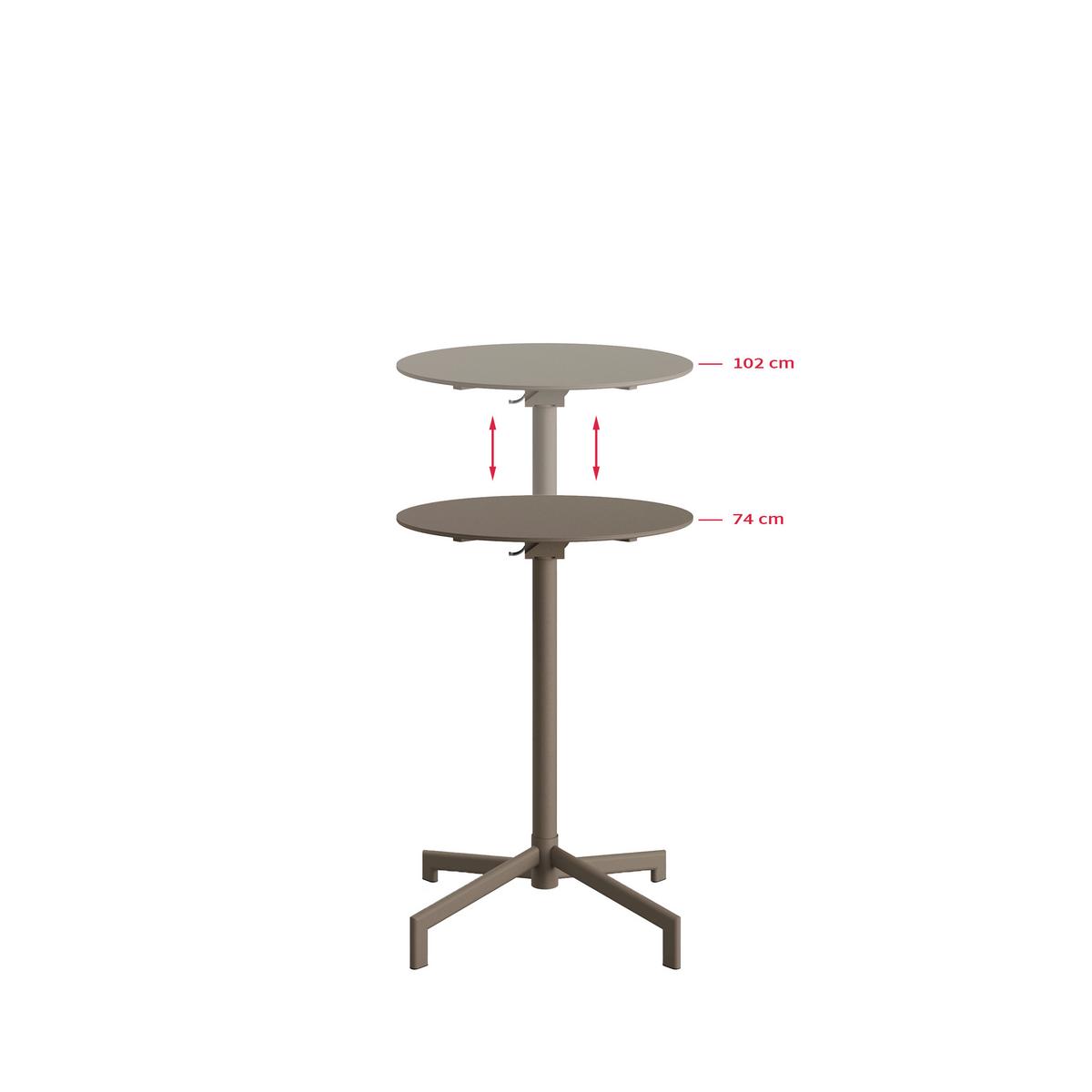 Garten-Bartisch VERSA in Cappuccino, rund - Cappuccino, Basics, Metall (60/74/102cm) - Gardenson