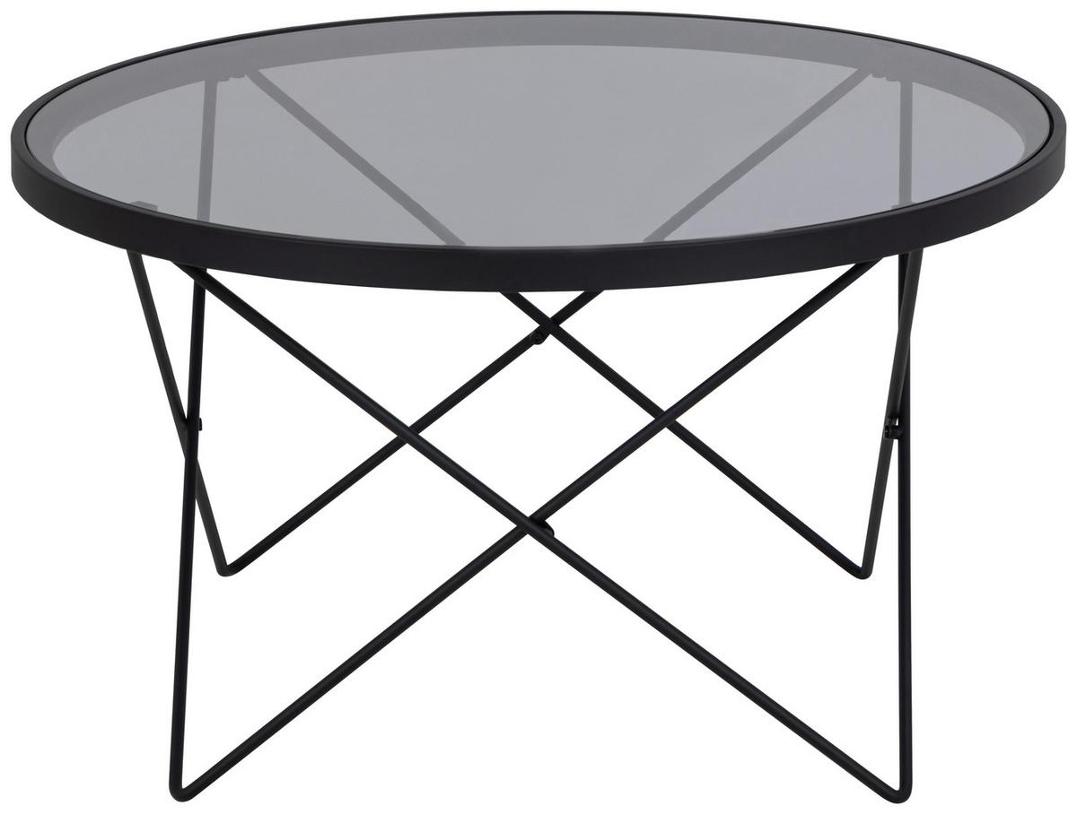 Dohányzóasztal Cuxton - fekete/világosbarna, Üveg/fém (80/45cm)