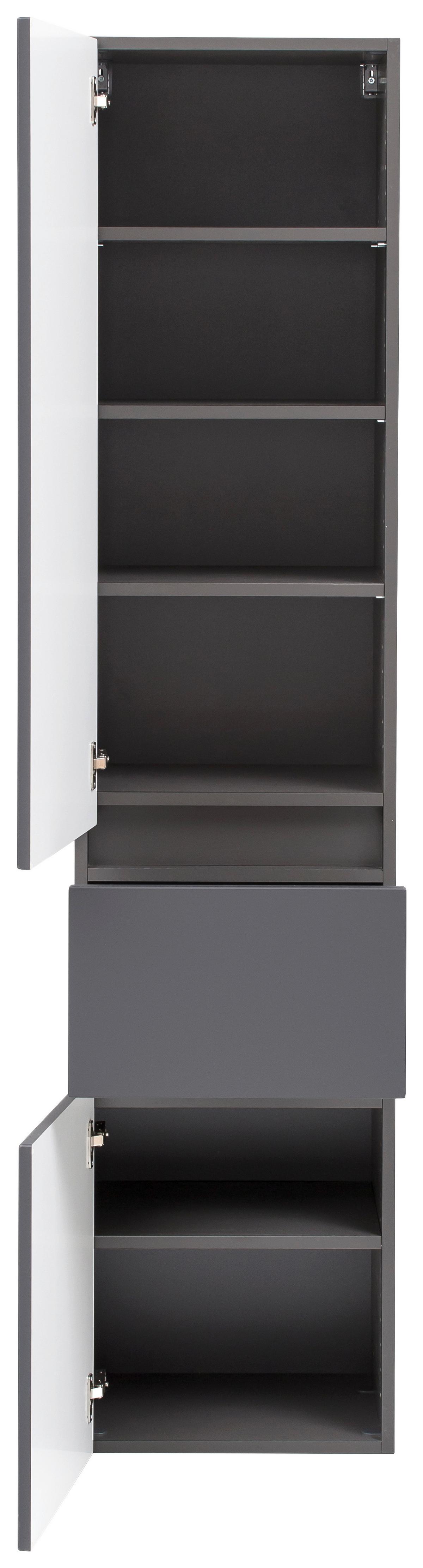 Hochschrank Kopenhagen B: 40 cm Graphitfarben - Silberfarben/Grau, KONVENTIONELL, Holzwerkstoff/Kunststoff (40/180/35cm) - Held