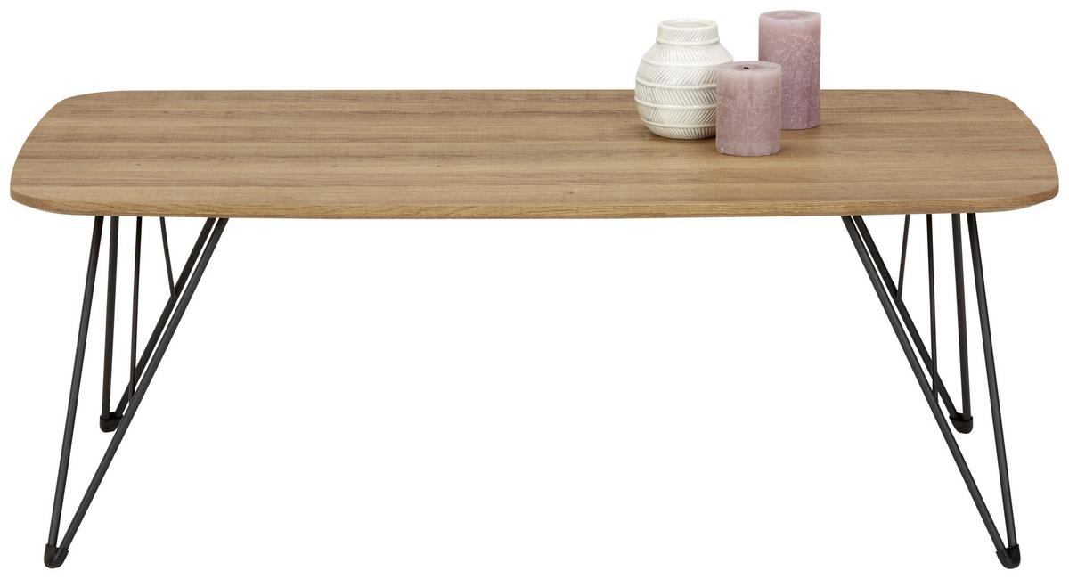 Couchtisch in Schwarz/Eiche dunkel Dekor - Eichefarben/Schwarz, MODERN, Holzwerkstoff/Metall (110/60/40cm) - Based