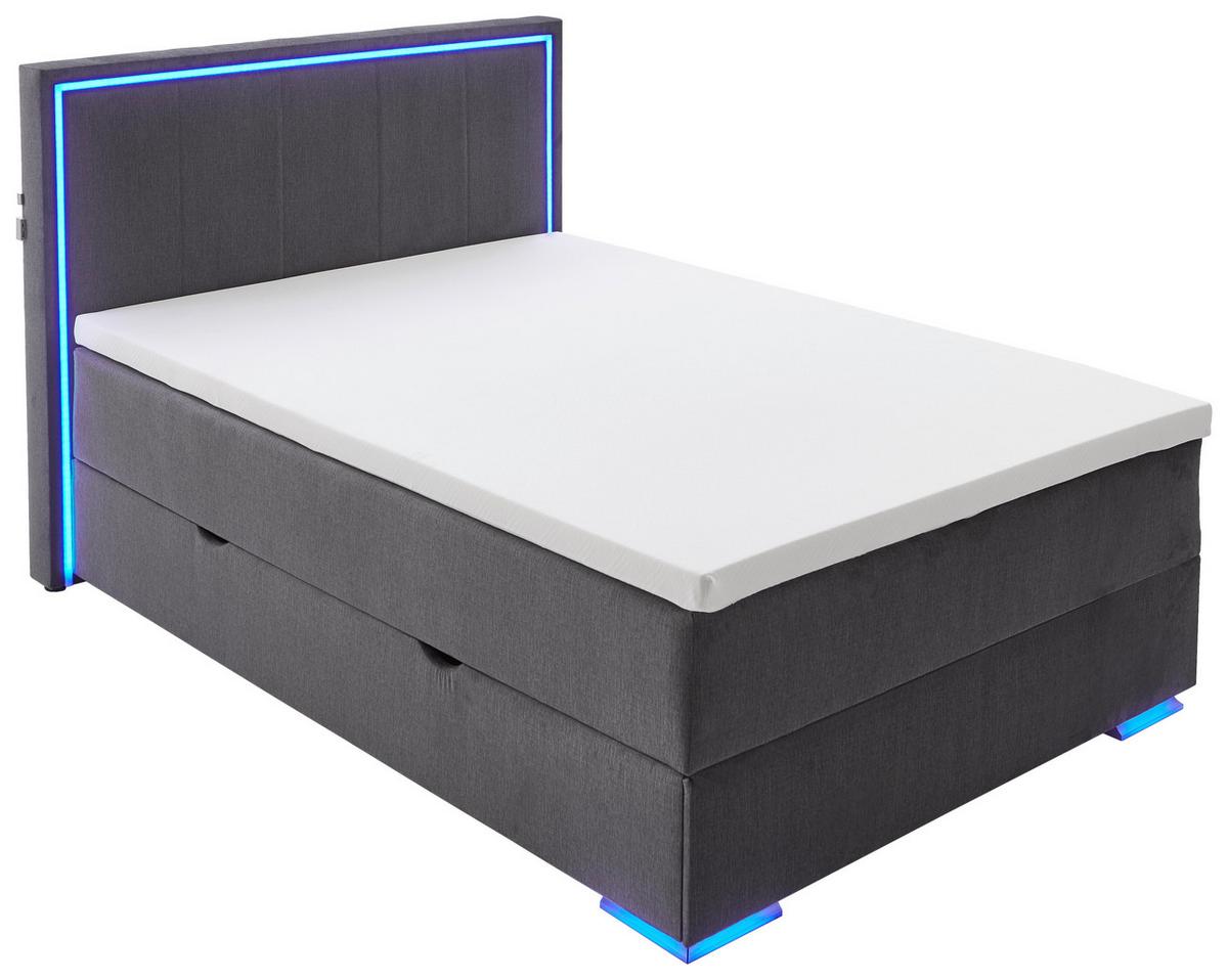 ŁÓŻKO BOXSPRING COLORADO II - antracytowy/kolor chromowy, Design, tworzywo sztuczne/tkanina (140/200cm) - Boxxx