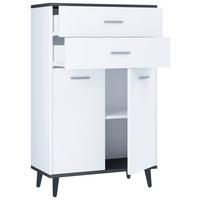 Highboard Lindas Weiß/Anthrazit - Eiche dunkel/Eichefarben, MODERN, Holzwerkstoff/Metall (60/97/28cm) - MID.YOU