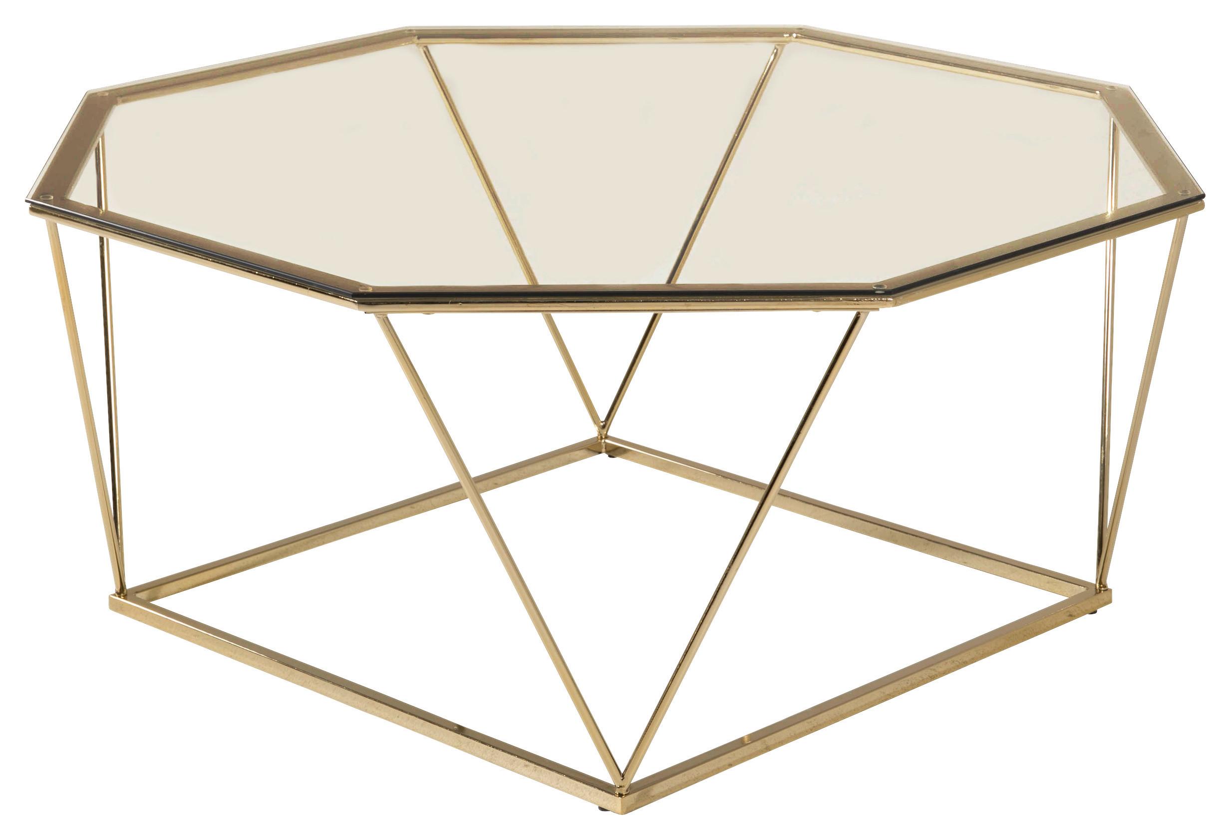 Couchtisch Österlen Goldfarben/Klar - Klar/Goldfarben, Design, Glas/Metall (100/100/45cm) - Livetastic