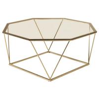 Couchtisch Österlen Goldfarben/Klar - Klar/Goldfarben, Design, Glas/Metall (100/100/45cm) - Livetastic