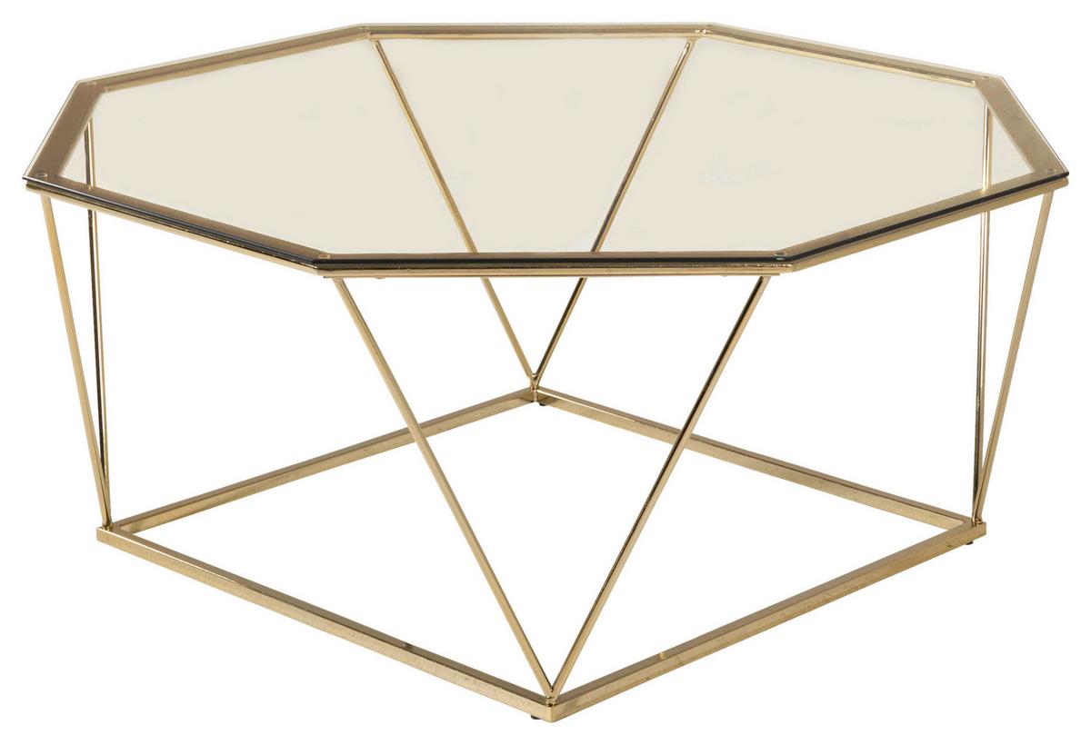 Couchtisch Österlen Goldfarben/Klar - Klar/Goldfarben, Design, Glas/Metall (100/100/45cm) - Livetastic