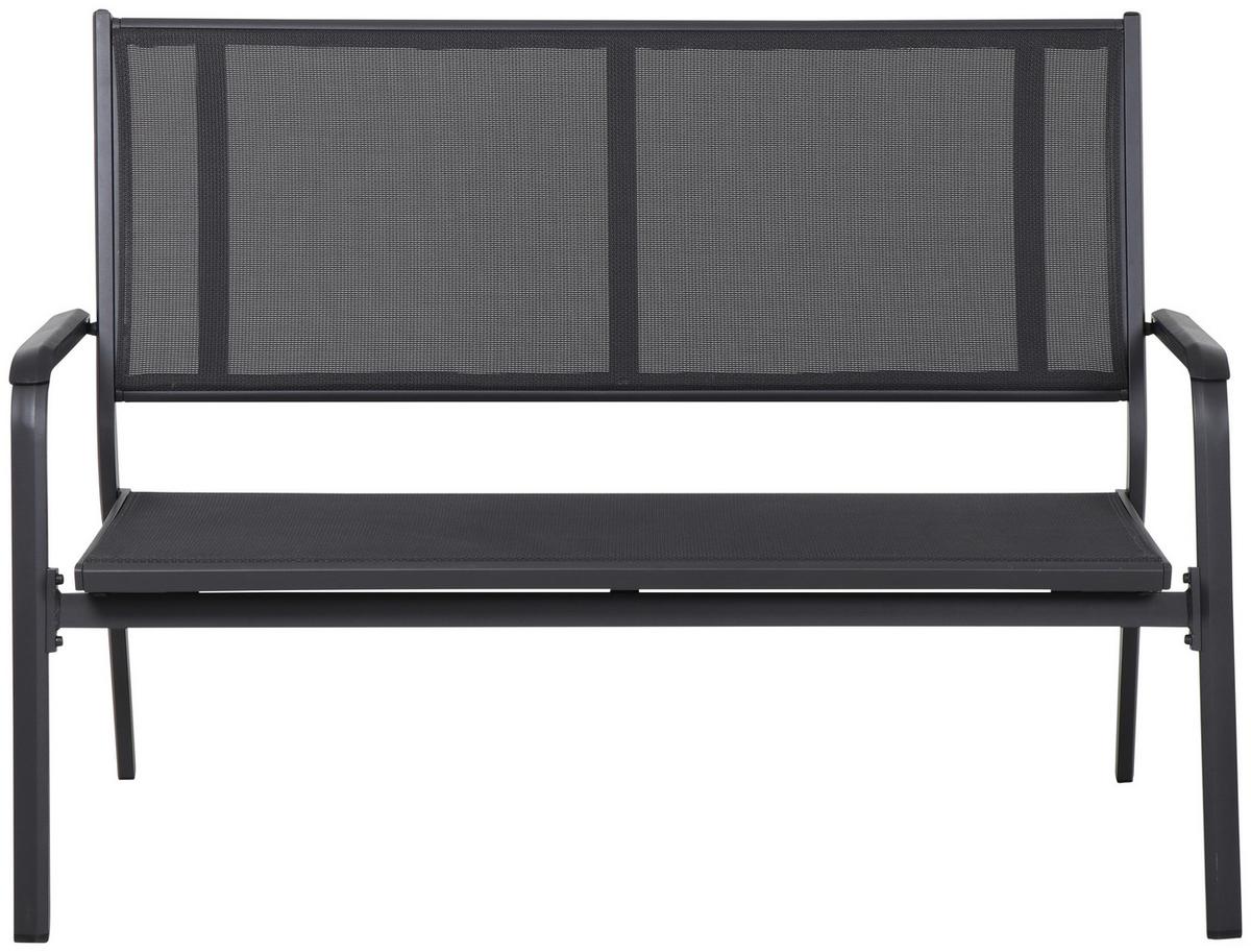 Gartenbank Metall/Textil 2-Sitzer Tesoro - Anthrazit/Schwarz, KONVENTIONELL, Kunststoff/Textil (139/97/67cm) - Siena Garden