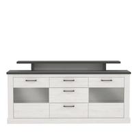 Komoda Montreal, Bela, Barva Pinije - barve pinije, Konvencionalno, kovina/steklo (205,4/103/41,4cm) - Premium Living