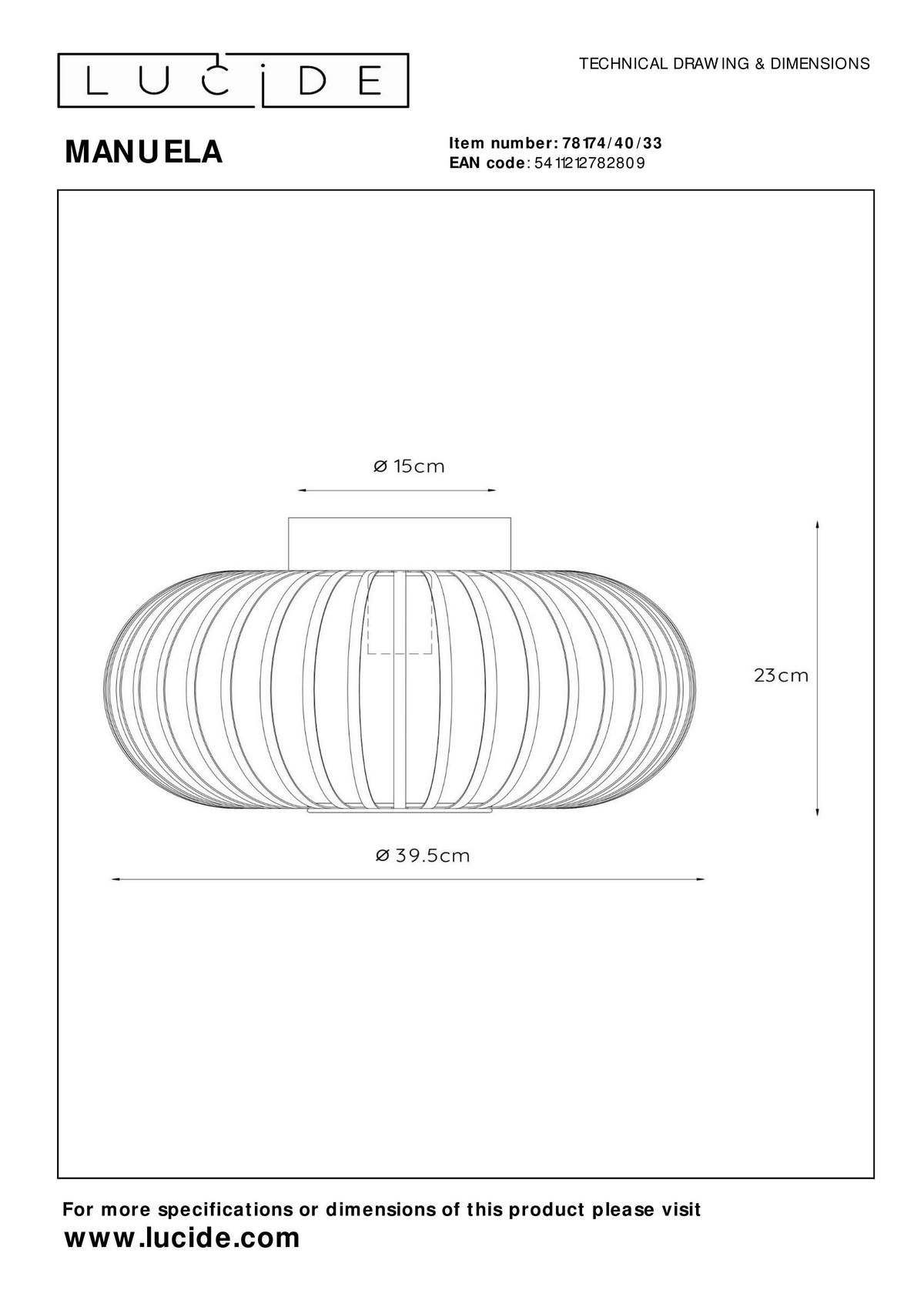 LAMPA SUFITOWA 78174/40/33 MANUELA - zielony, Modern, metal (39.5/23/39.5cm) - Lucide