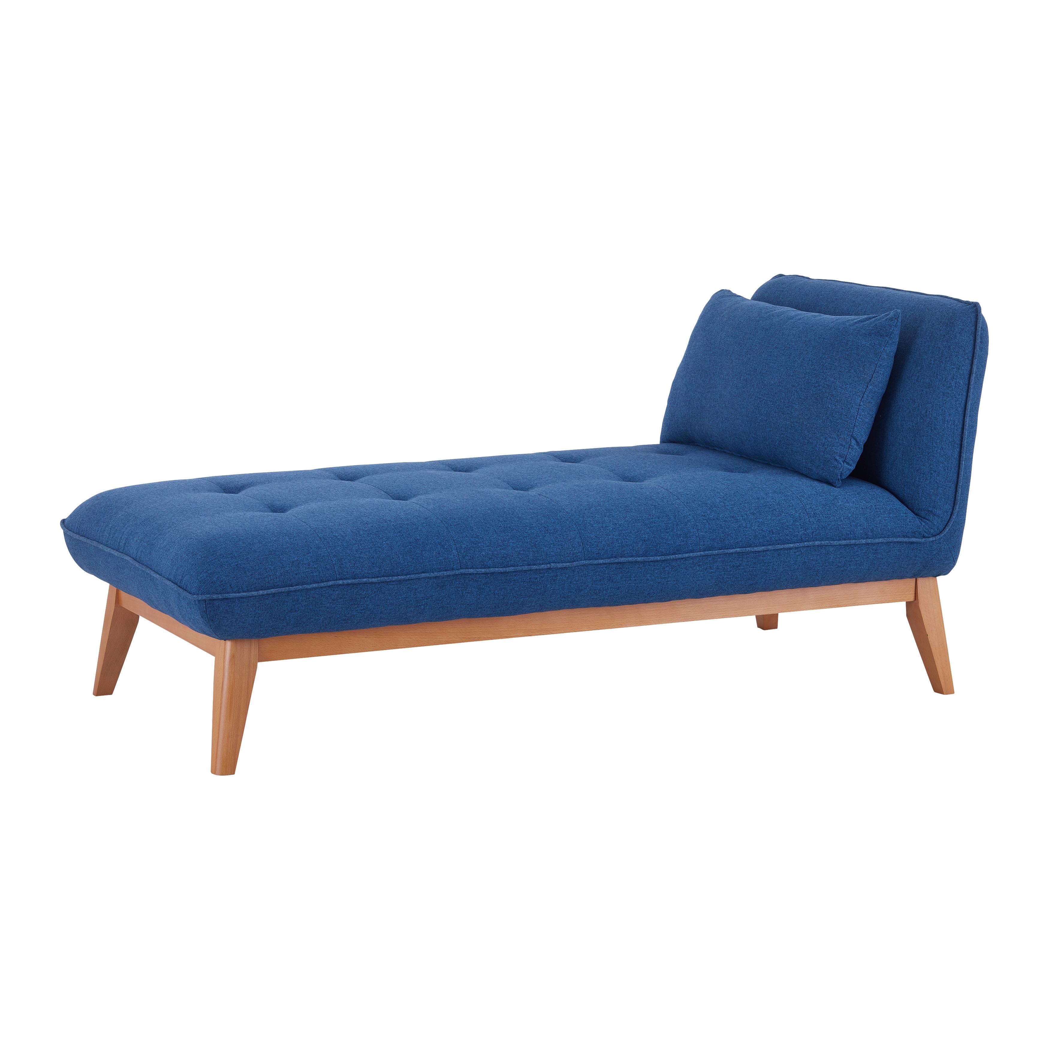 Relaxliege Liza Blau Webstoff - Blau, MODERN, Holz/Textil (129/85/78cm) - Bessagi Home