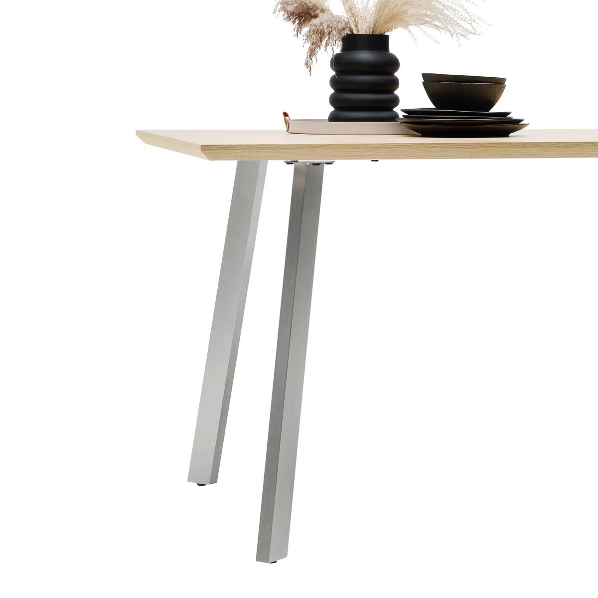 Esstisch Velasca Eichefarben/edelstahlfarben - Edelstahlfarben/Eichefarben, Design, Holzwerkstoff/Metall (160/76/90cm) - Mömax