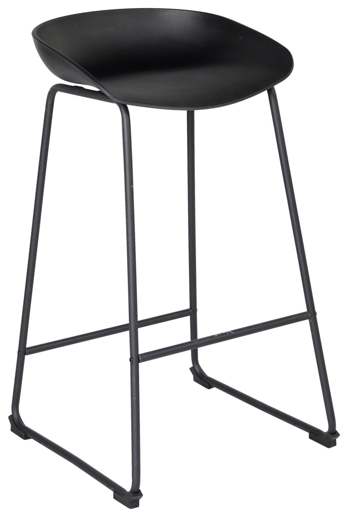 Barhocker in Schwarz - Schwarz/Grau, Modern, Kunststoff/Metall (43/84/45cm) - Based