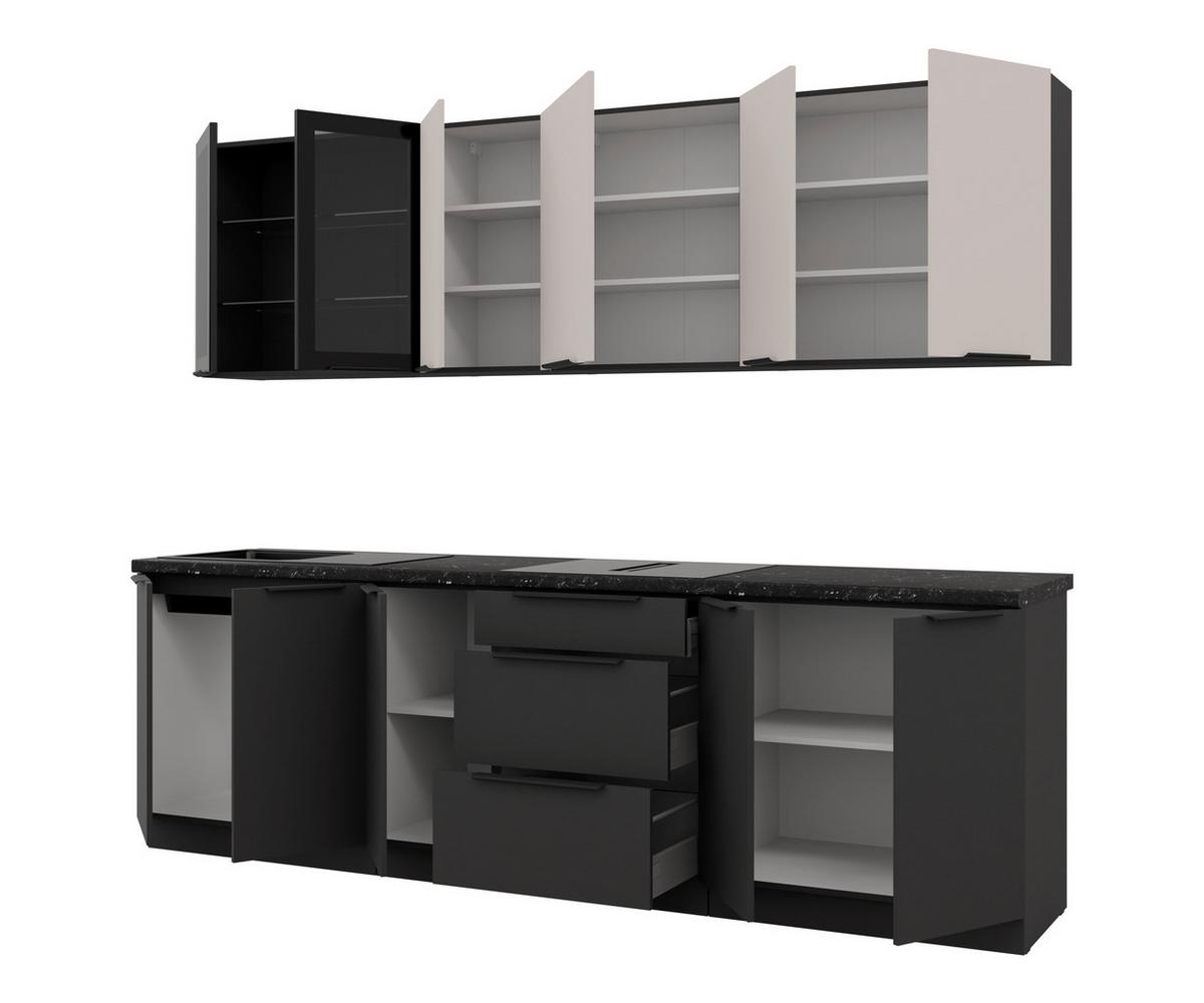 Blok Kuhinja Arona/siena - kašmir/crna, Moderno, staklo/metal (260/210/60cm) - Modern Living