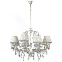 Kristall-Hängeleuchte Karen Weiß max. 6 Watt - Weiß, Natur, Glas/Textil (80/105cm)
