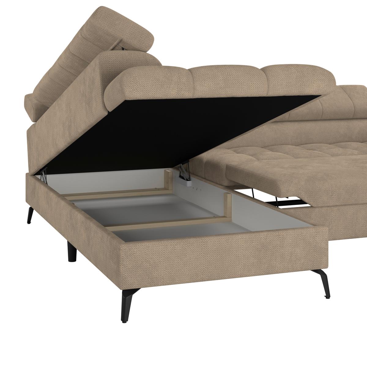 Kutna Garnitura Volf - bež/crna, Trend, tekstil/metal (203/261cm)