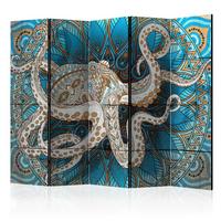 Paraván Hde-Paraventtc1879 - barna/kék, Modern, textil/fa (225/172/3cm) - artgeist